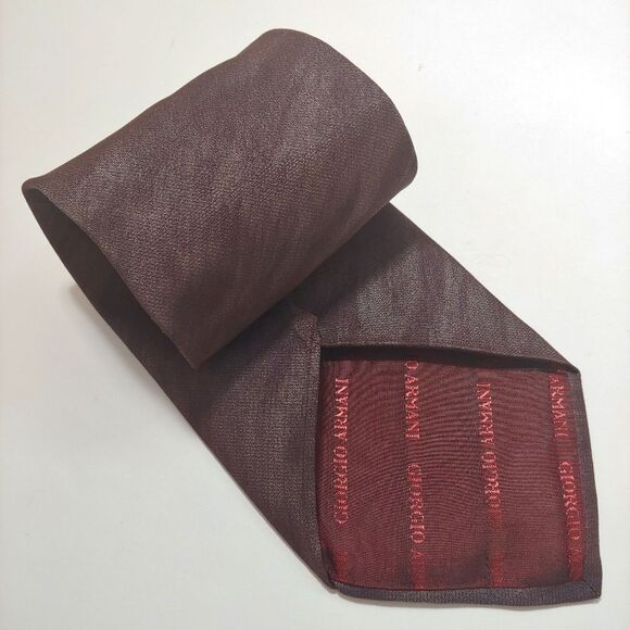 Giorgio Armani Cravatte Mens Silk Tie Brown Bronze Shimmer old money office 4" - Picture 3 of 3